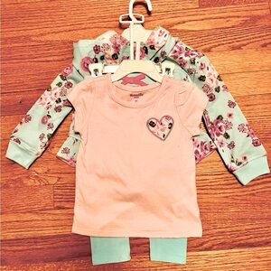 Nannette Kids 4pc Flowers/Frills Set - Hooded Jacket, Shirt, Pants & Skort - 3T